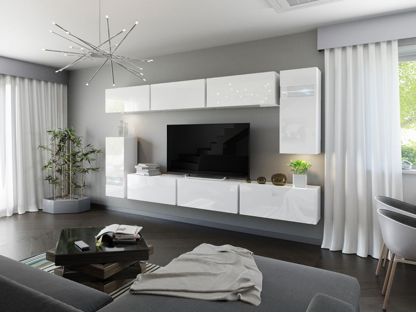 Mobilier living Marmara (alb + alb lucios) *lichidare de stoc