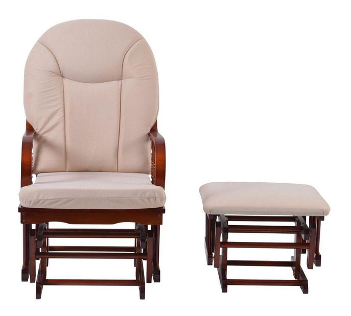 Hojdacie kreslo s podnožou Tolmon (orech + béžová) 