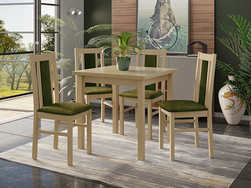 Stôl so 4 stoličkami AL27 Arnold (Sonoma + olivová)