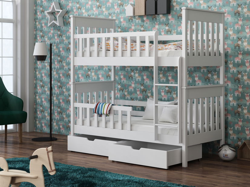 Pat pentru copii 90 x 190 cm Olive (cu somieră și sp. depozitare) (Alb)