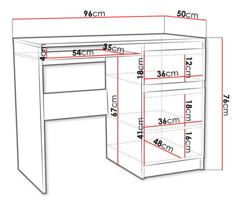 Masă de scris Calefino (Alb)