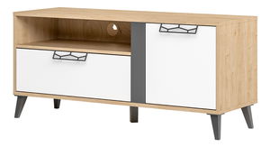 Măsuță TV/Dulap Mussun 24 (Nuc american jackson + Alb mat + grafit mat)