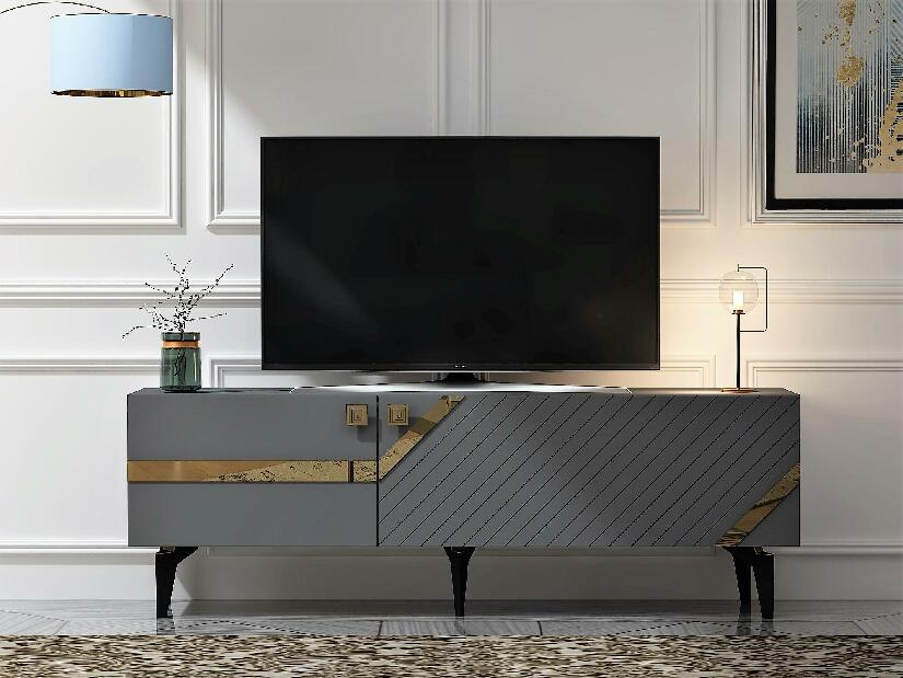 TV asztal/szekrény Tabivo (antracit + arany) 