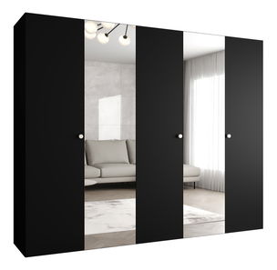 Šatníková skriňa 250 cm Parna 2 (čierna + strieborná)