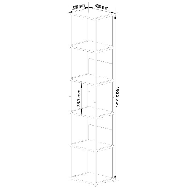 Raft Loriana (negru + stejar artisan)