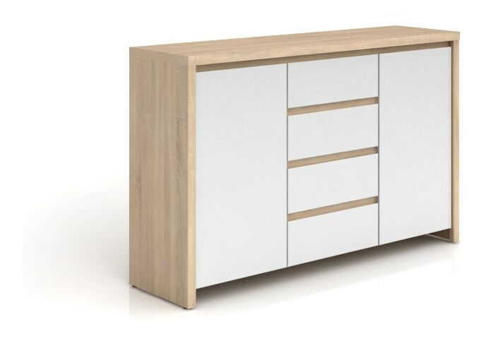 Komoda BRW Kaspian KOM2D4S (dub sonoma + lesk biely)