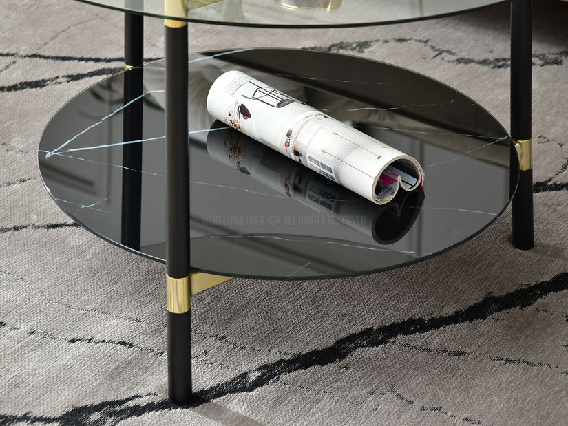 Konferenčný stolík Ontario (čierny mramor + čierna)