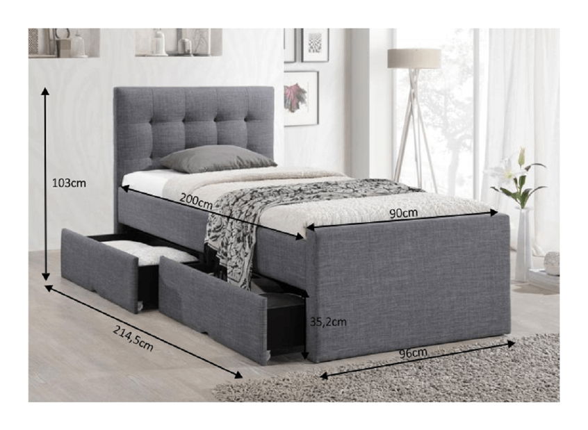 Pat de o persoană 90 cm Vin (gri) 