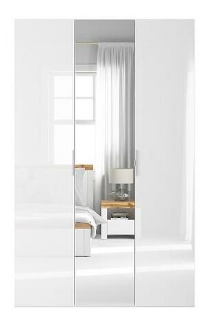 Ormar za garderobu Flex 22 (bijela + bijeli sjaj + siva) (s ogledalom)