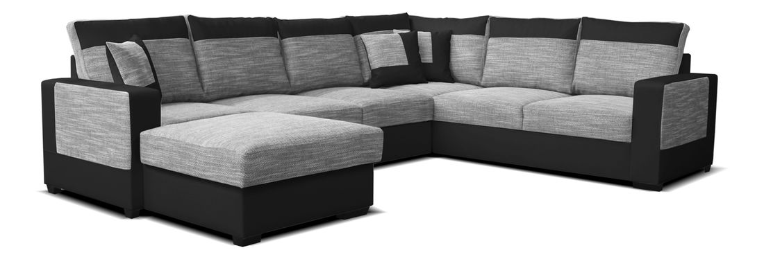 Rohová sedačka U Mega L+2F+A+2 (sivá + čierna) (L)