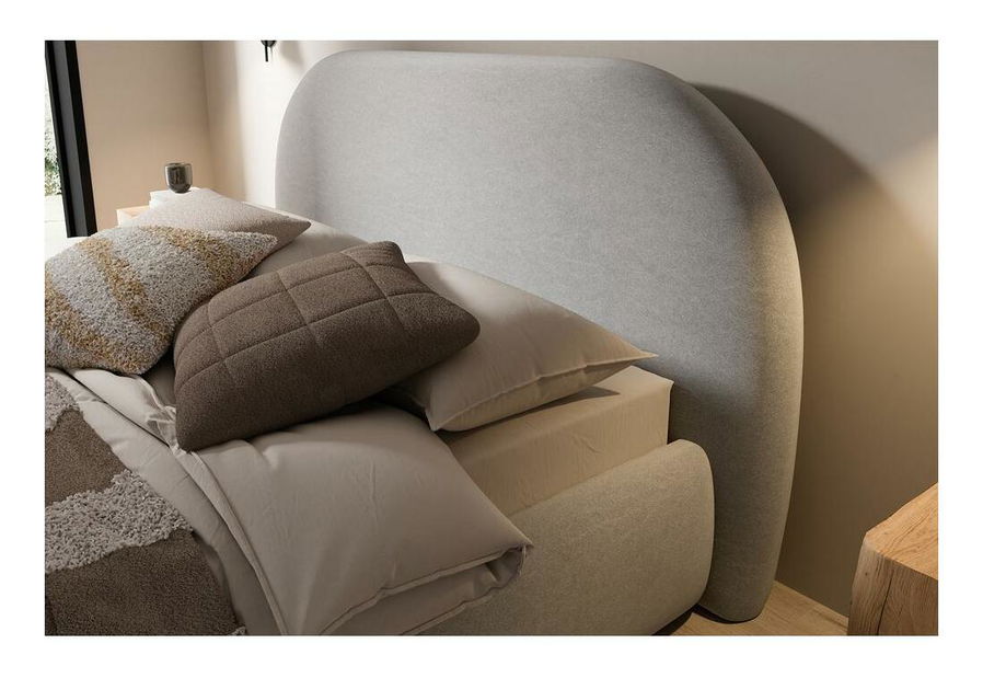 Pat matrimonial 140 cm Olivo P (cu somieră) (cu sp. depozitare) (gri + negru)