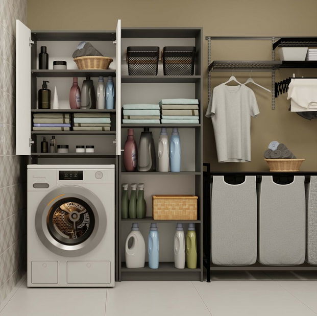 Dulap deasupra mașinii de spălat Perdieron 2 (antracit + alb)