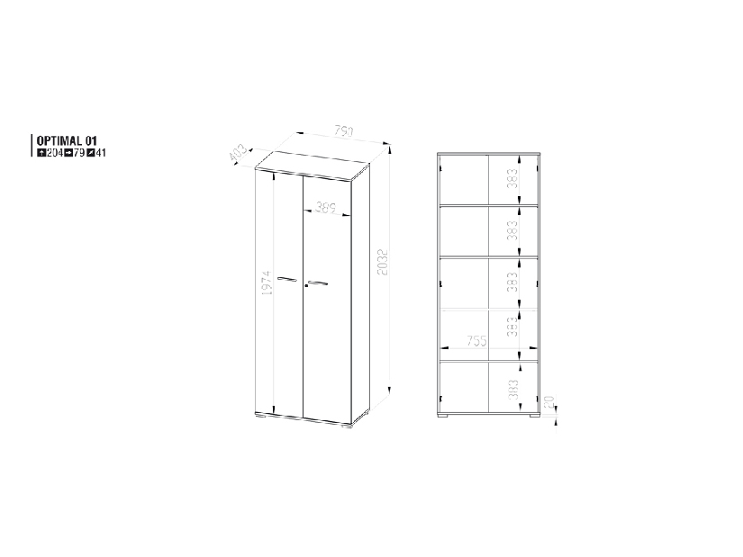 Policová skriňa Optimal 1