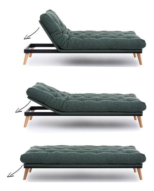 Rozkladacia pohovka Sakotta (zelená + drevo)