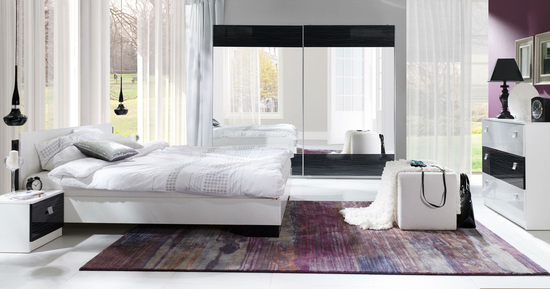 Bračni krevet 160x200 cm Laurenia (bijela + crna) (s podnicom)