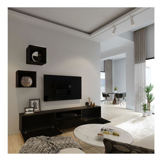 Obývacia stena Berny 32 (čierna + čierny lesk)