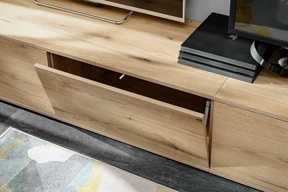 Set za dnevni boravak Cresto (hrast coast evoke + crna) (s rasvjetom)