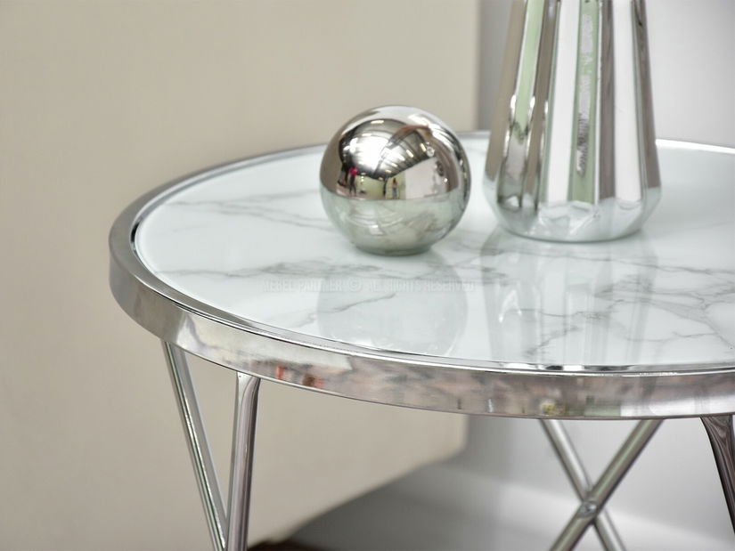 Dohányzóasztal Armin S (fehér márvány + króm)