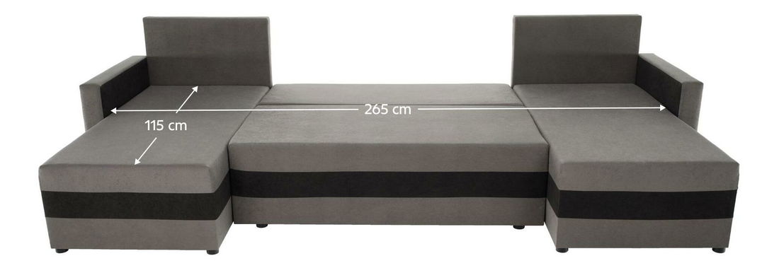 Colțar în formă de U Paulati (gri + negru) (extensibil cu sp. depozitare)