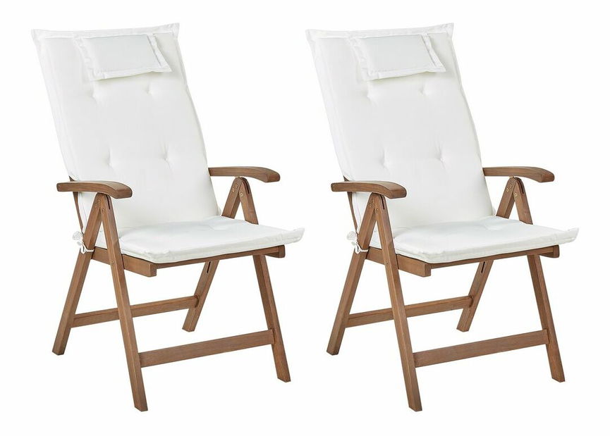 Set 2 buc scaune de grădină Amati (lemn închis + crem)