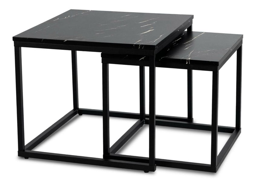 Set 2 konferenčných stolíkov Jospin (mramor čierny) 