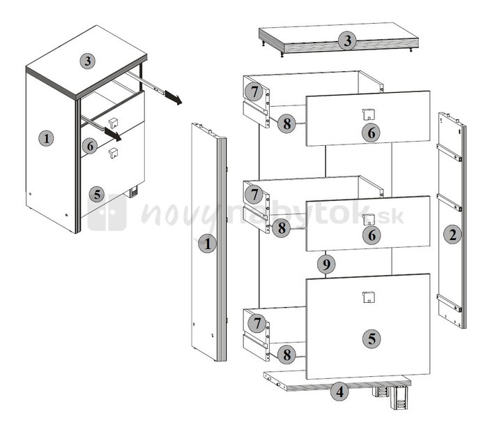 Komoda BRW VIS A VIS V3S/8/5L
