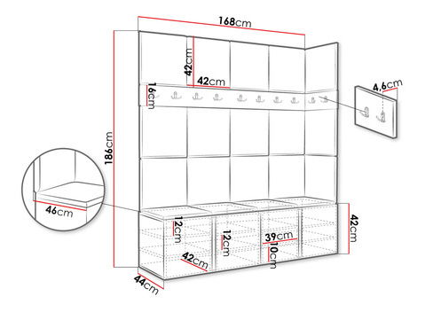 Mobilier hol Tovenaz II (stejar artisan + negru)
