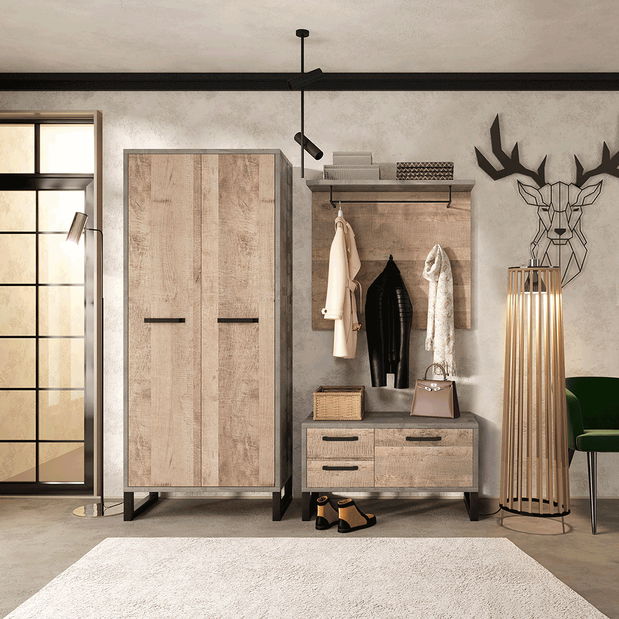 Ruhaakasztós panel Bareni 80 (homok tölgy + szürke)