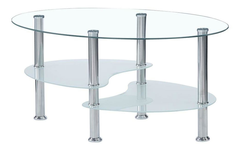 Dohányzóasztal Wurzburgo (acél + üveg + tejüveg) 