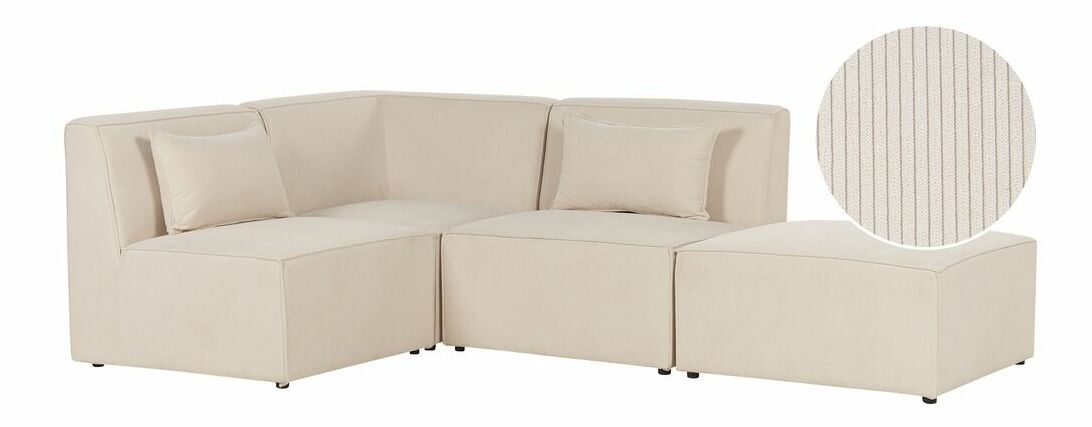Rohová sedacia súprava s taburetkou Lemia (svetlobéžová) (P)