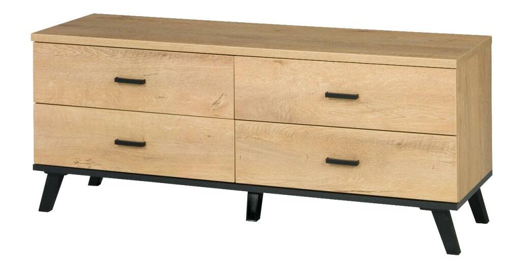 TV asztal / szekrény Joyce J7 (lefkas tölgy + fekete) *kiárusítás