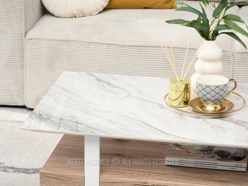 Stolić za kavu Bohac (sivi mramor + bijela)