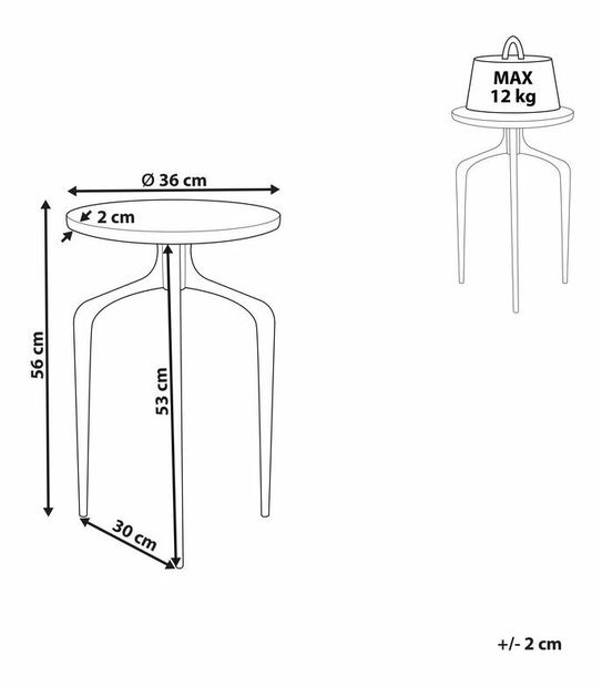 Príručný stolík Tirzah (biela) 