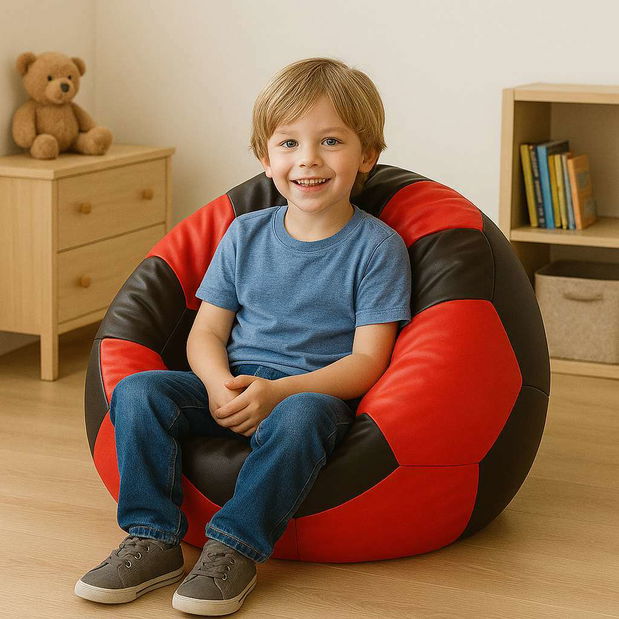 Fotoliu puf Futbalocu (roșu + Negru)