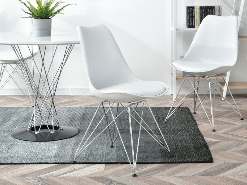 Scaun Large Rod (alb + crom)