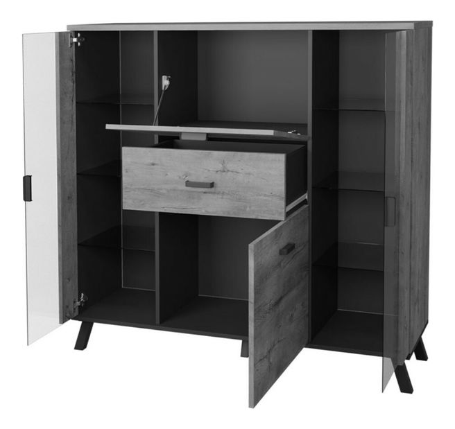 Vitrin Joyce J3 (lefkas tölgy + fekete) 