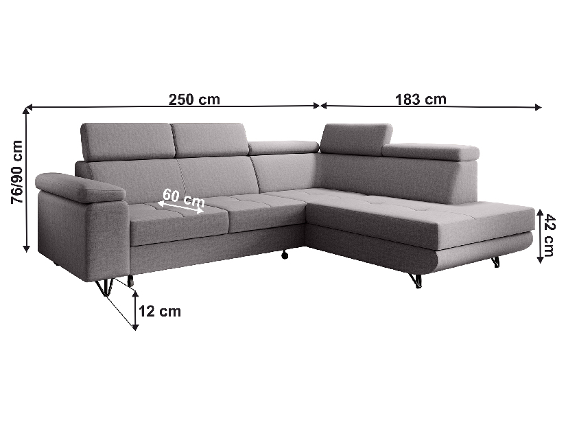 Colțar extensibil Jopo (gri) (D)