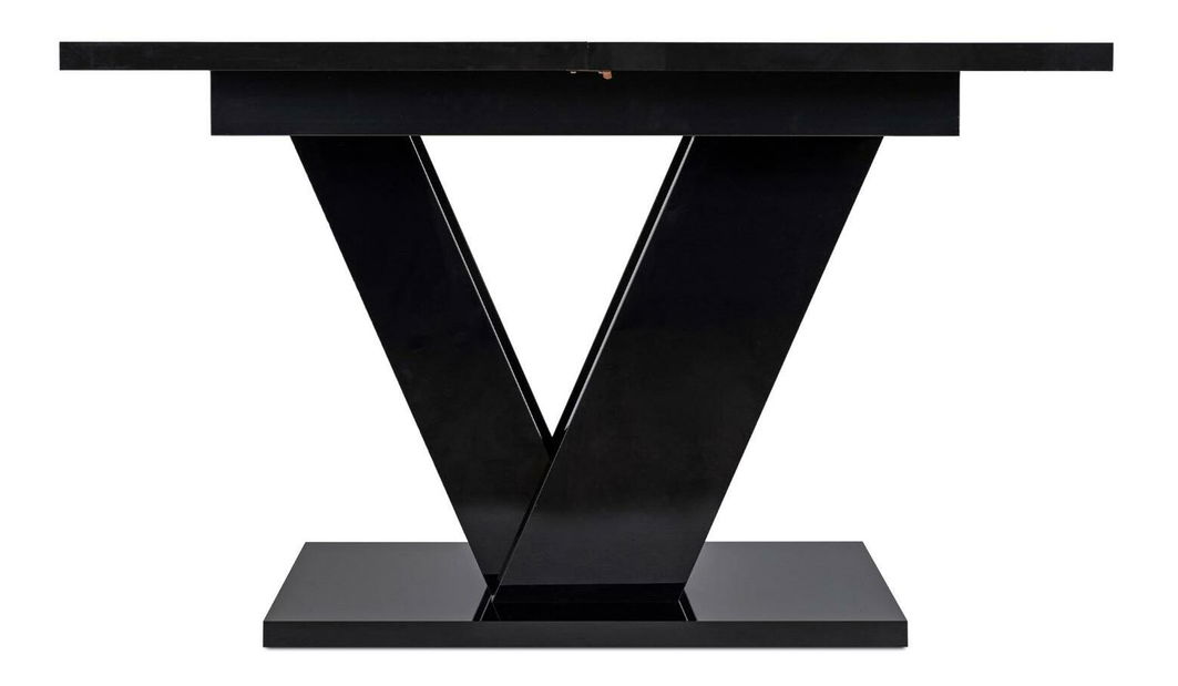 Blagovaonski stol na razvlačenje Comentado (crni sjaj) (za 4 do 6 osoba)