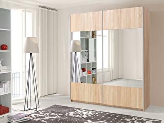 Šatníková skriňa s posuvnými dverami Wartessa 1 B (dub sonoma) (so zrkadlom)