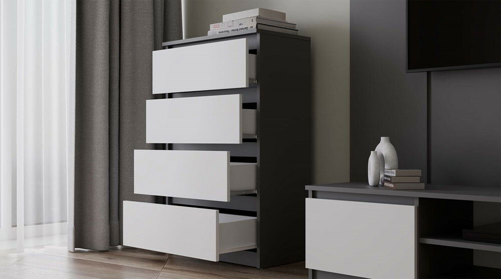 Komoda Musecalo 2 (antracit + biela)