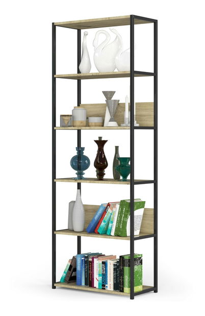 Regál Loriana IV (čierna + dub artisan)