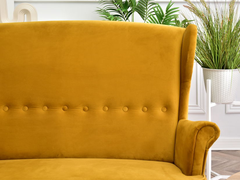 Pohovka dvojsedačka v tvare ušiak Muriera (medová + buk)