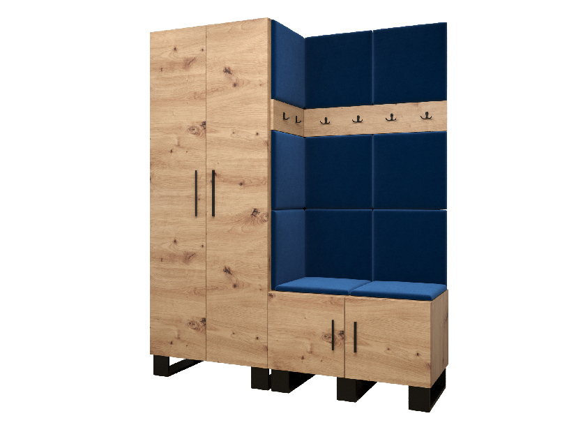 Set mobilier pentru hol Amanda 2 (Stejar artisan + Albastru)