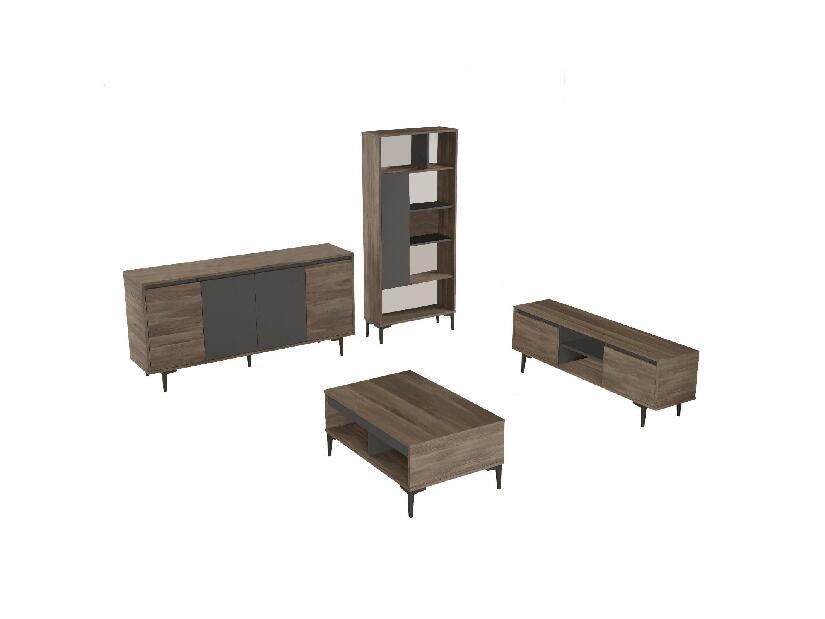 Set mobilier pentru living Levosi 3 (Nuc + antracit) 