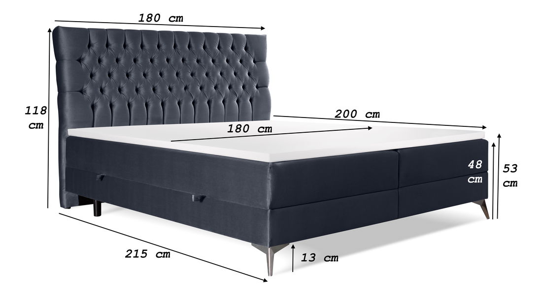 Manželská posteľ Boxspring 140 cm Molera (čierna) (s úložným priestorom)