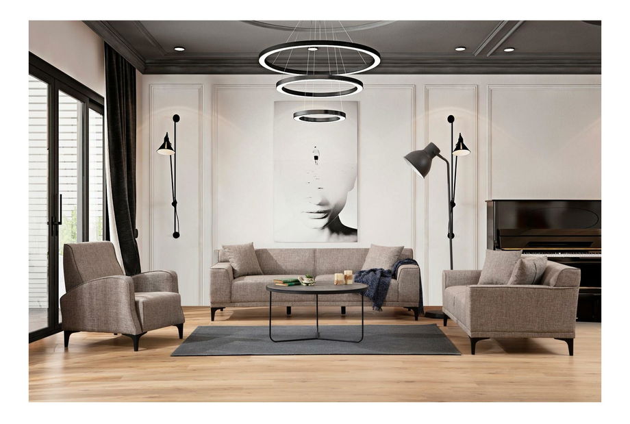 Háromszemélyes kanapé Petrafonzo (bézs + fekete)