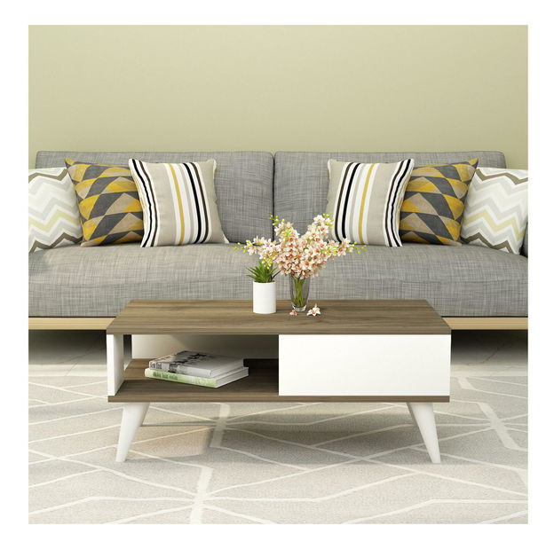 Konferenčný stolík Vavepu 2 (orech + biela) 