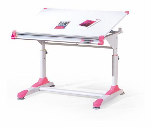 Gyerek íróasztal Carma (fehér + rózsaszín + zöld)