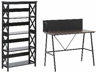 Set mobilier birou Frida (lemn maro închis + Negru)