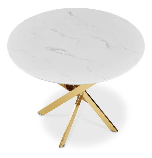 Blagovaonski stol Bocas (bijeli mramor + zlatna) (za 4 osobe)